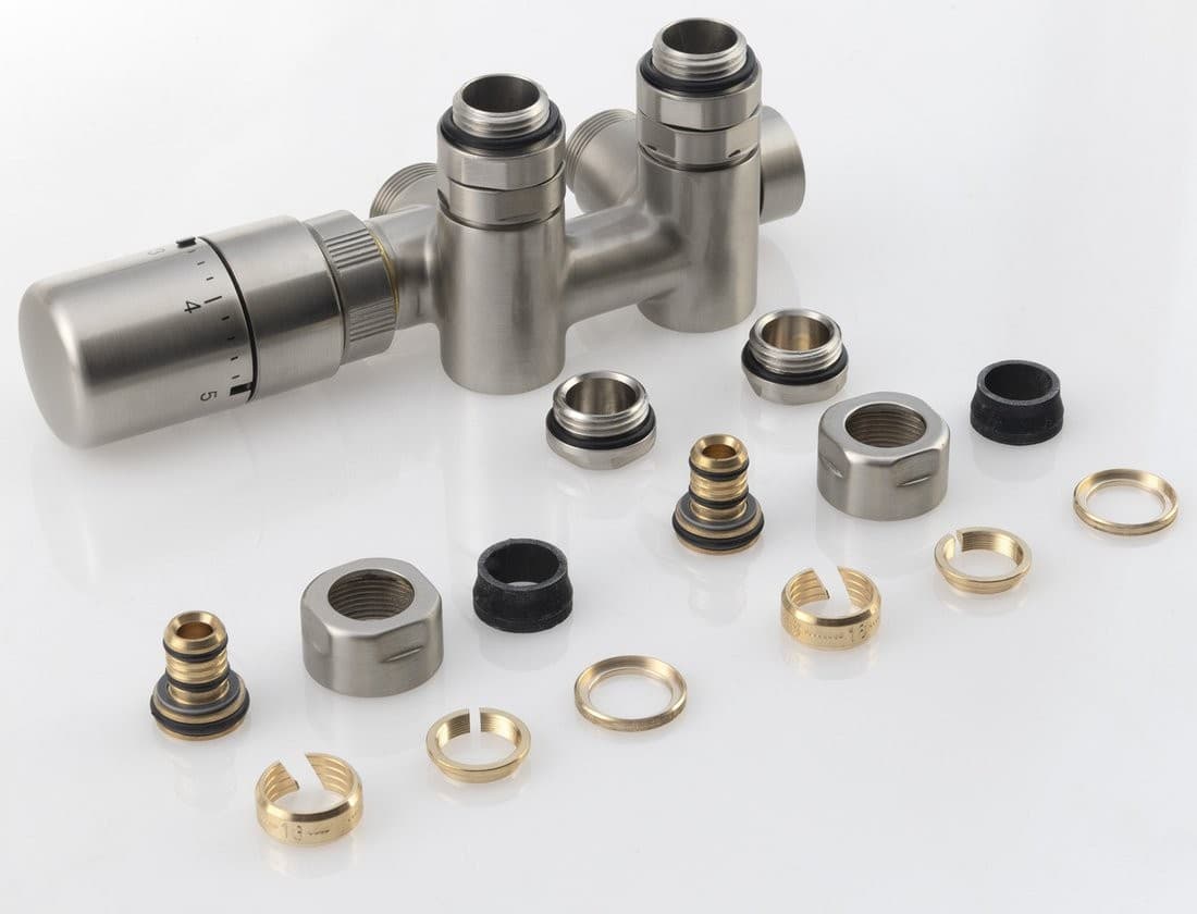 TWIN COMBI zestaw przyłączeniowy z termostatem lewy  stal nierdzewna