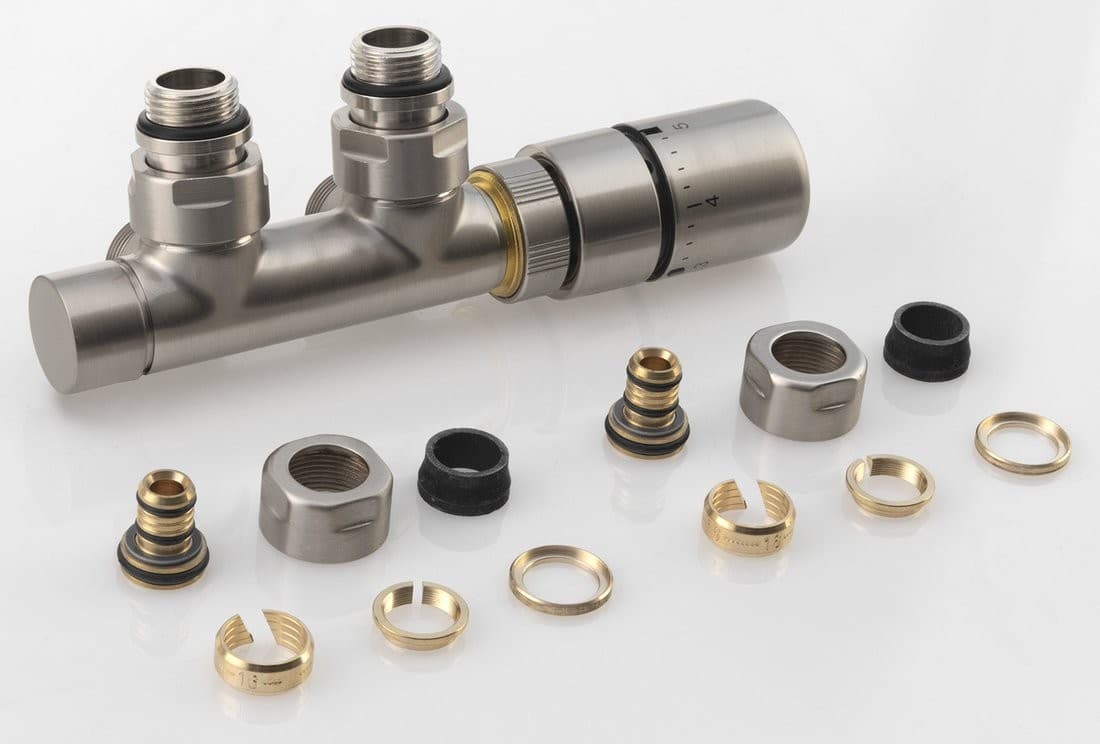 TWIN zestaw przyłączeniowy z termostatem, stal nierdzewna