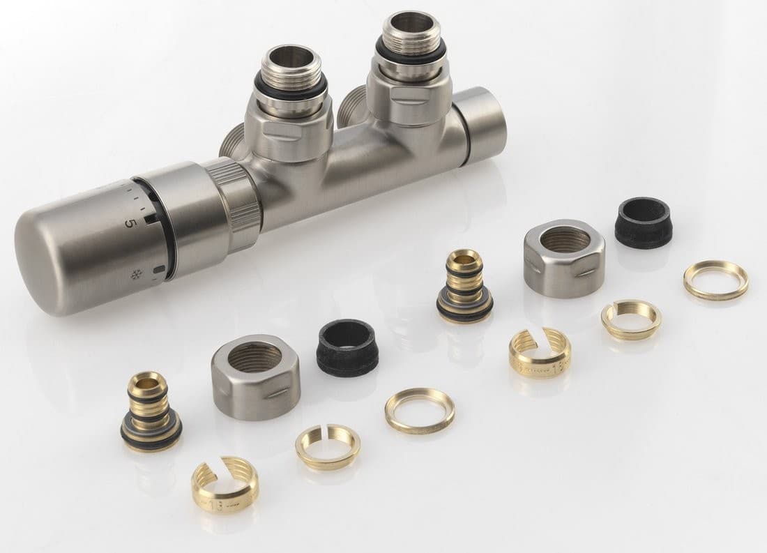 TWIN zestaw przyłączeniowy z termostatem lewy stal nierdzewna