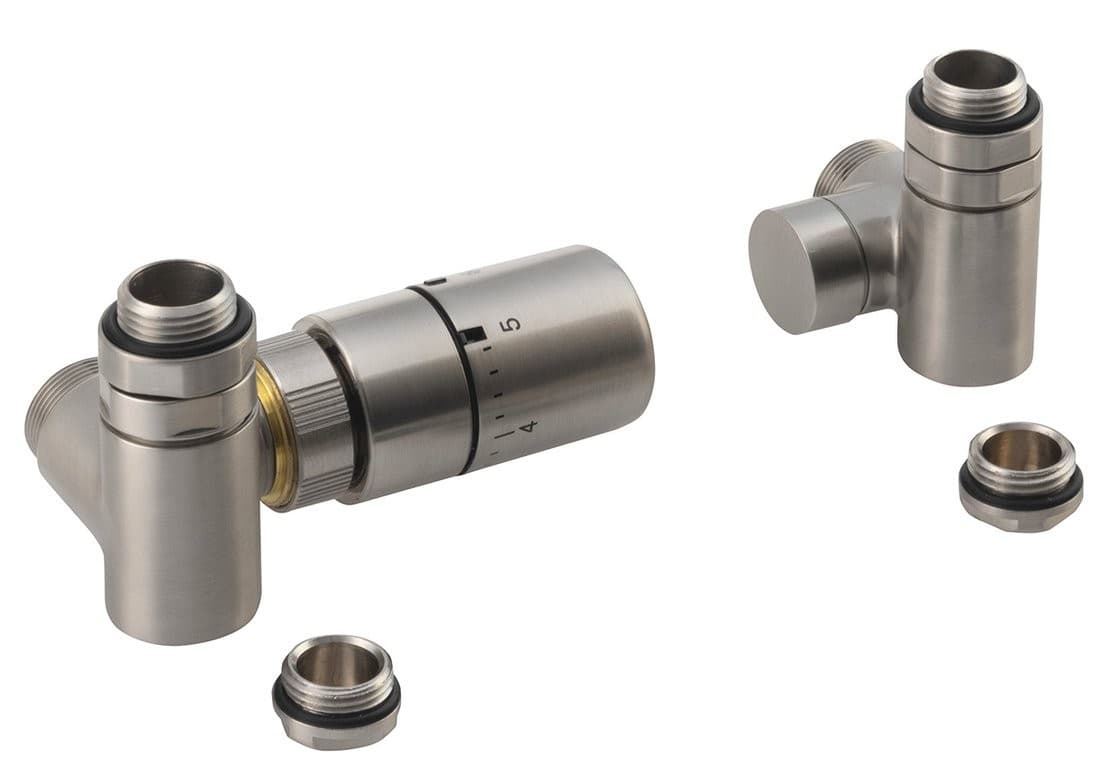 CORNER COMBI zestaw przyłączeniowy z termostatem, stal nierdzewna