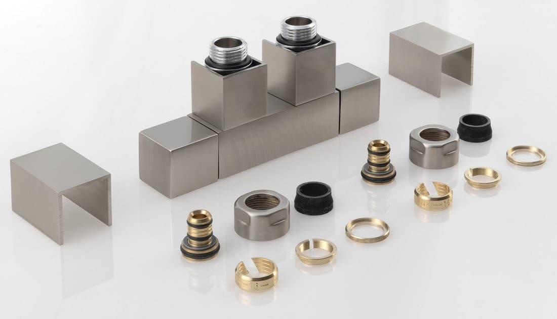 CUBE TWIN zestaw przyłączeniowy stal nierdzewna szczotkowana