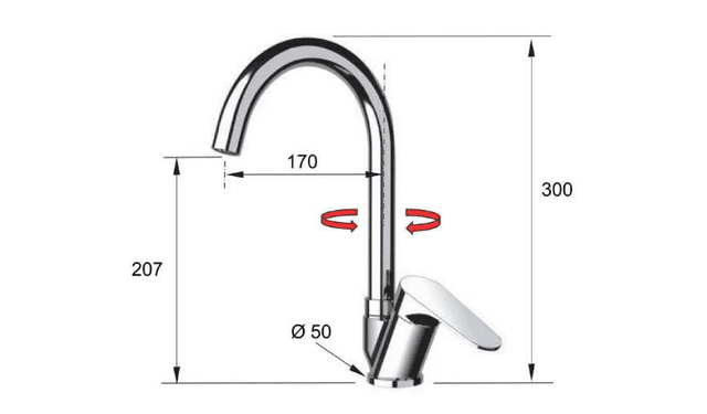CORNELI bateria kuchenna, czarna matowa 300mm