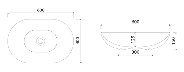 BALISONG nablatowa umywalka ceramiczna 60x15x40 cm