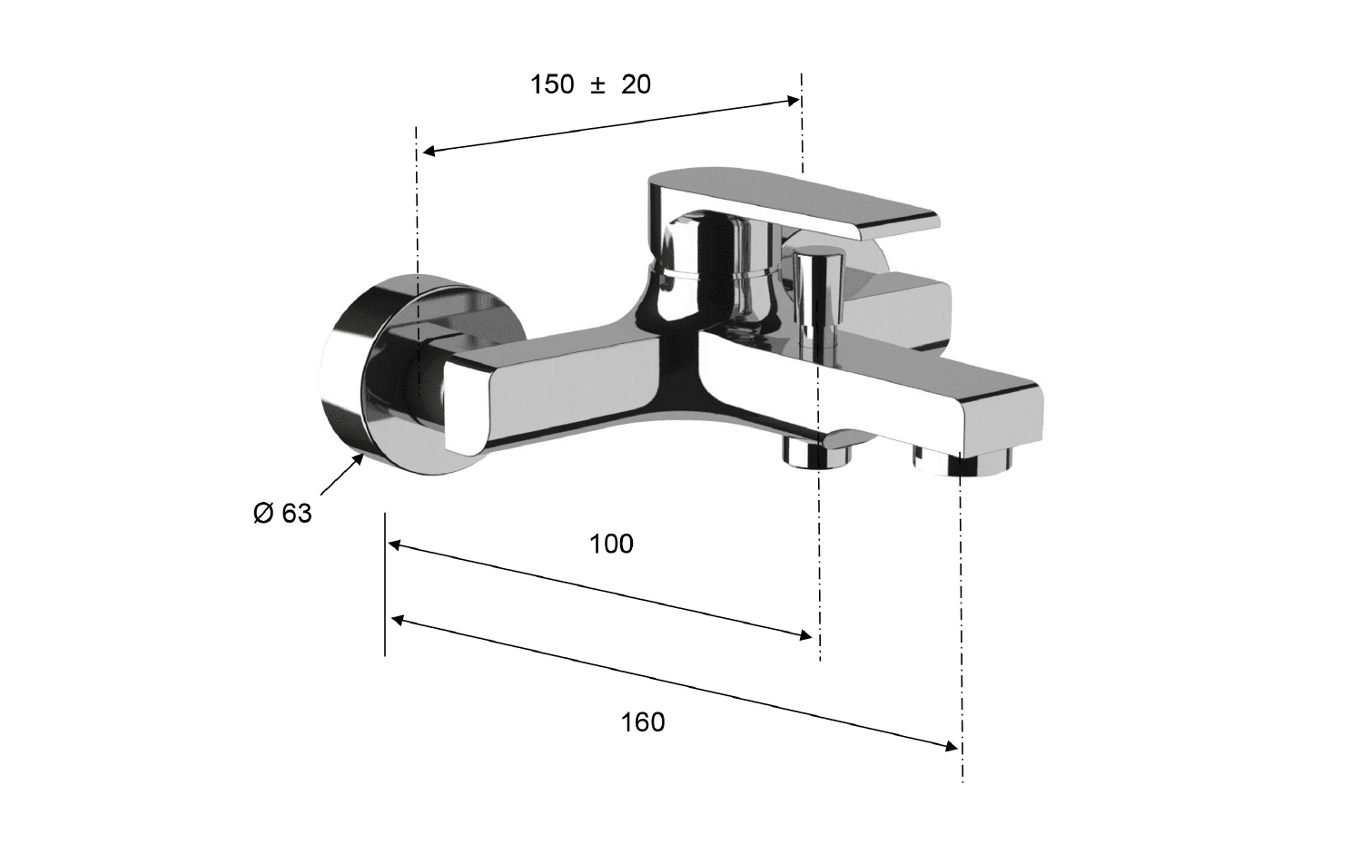 KAI bateria wannowa bez węża, czarny matowy