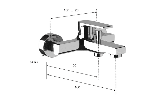KAI bateria wannowa bez węża, czarny matowy
