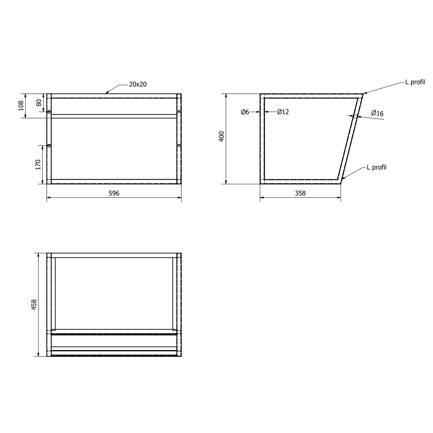 SKA Wspornik umywalki 600x400mm, biały matowy z MDF