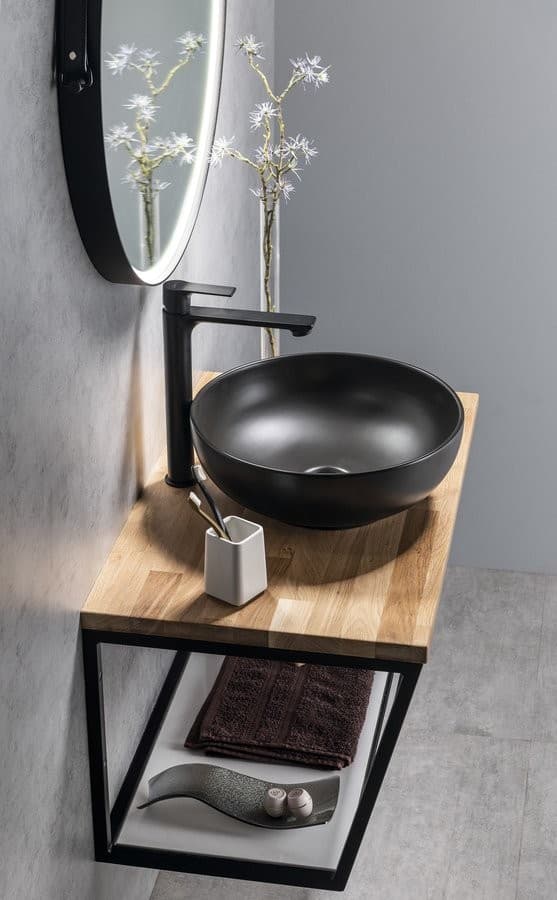 PAX wysoka bateria umywalkowa z przedłużoną wylewką, czarny mat