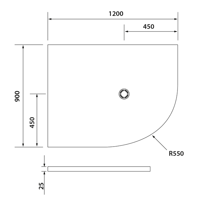 FLEXIA półokrągły brodzik kompozytowy 120x90 cm z możliwością cięcia