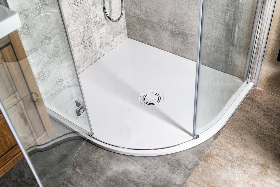 FLEXIA półokrągły brodzik kompozytowy, 100x90x3 cm, lewa