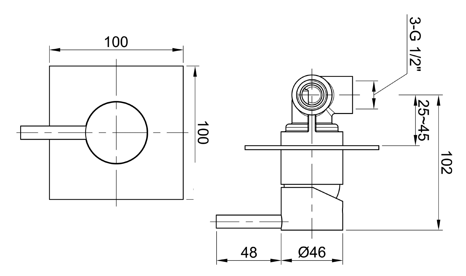 MINIMAL podtynkowa bateria prysznicowa, stal nierdzewna AISI304