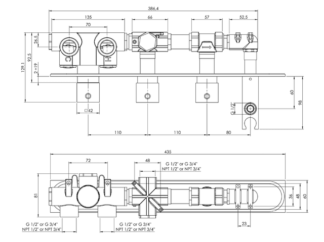 Termostatyczna bateria prysznicowa Mastermax, kwadratowa, chrom