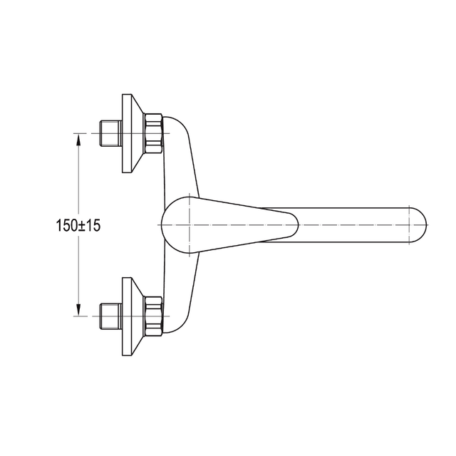 AQUALINE 35 bateria ścienna z uchwytem płaskim, chrom