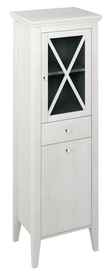 CROSS wysoka szafka z koszem na bieliznę starobiała 49x170cm