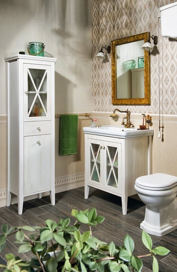 CROSS szafka wysoka z koszem na bieliznę lewa 49x170 cm starobiała