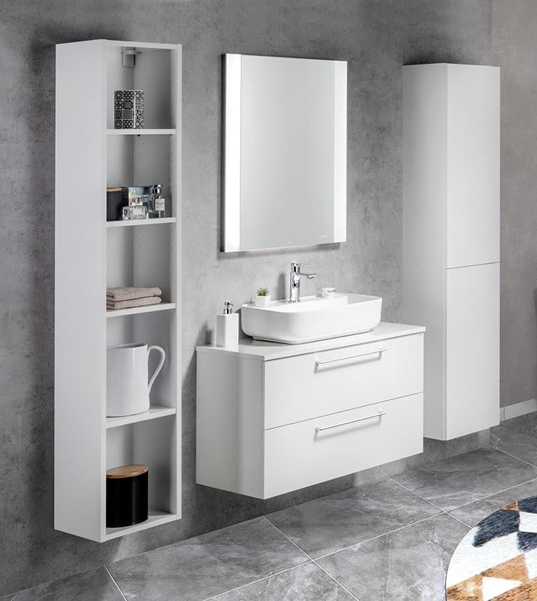 ESPACE słupek wysoki z półkami, otwarty, dąb srebrny 30x172x32cm