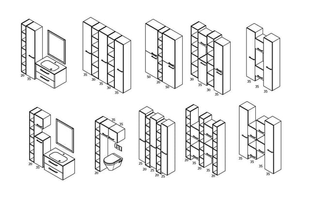 ESPACE wysoki słupek otwarty z półkami, 30x172x32cm