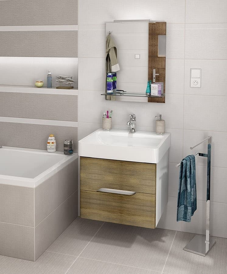 MEDIENA szafka umywalkowa 57x50,7x48,5cm, biały mat/dąb graphite