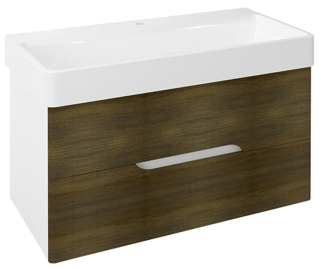 MEDIENA szafka umywalkowa 96,5x50,5cm biały mat dąb graphite