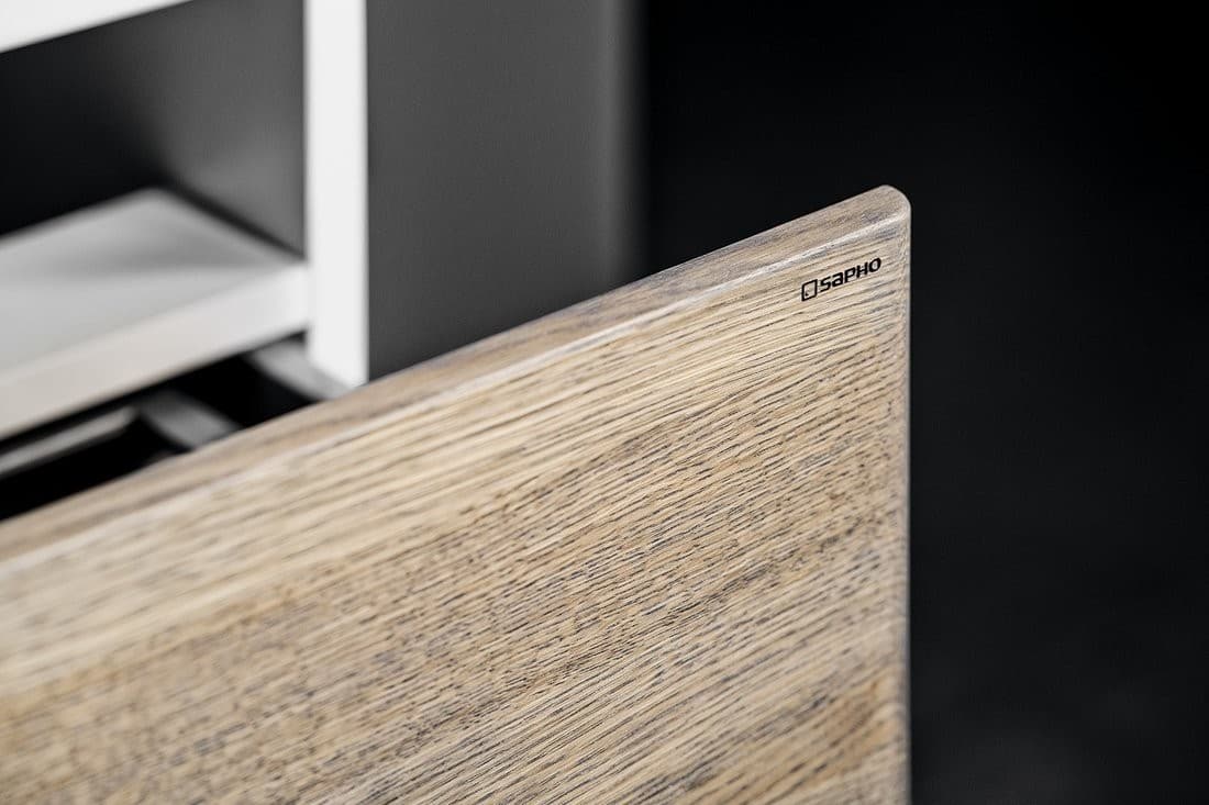 MEDIENA szafka umywalkowa 96,5x50,5cm biały mat dąb graphite