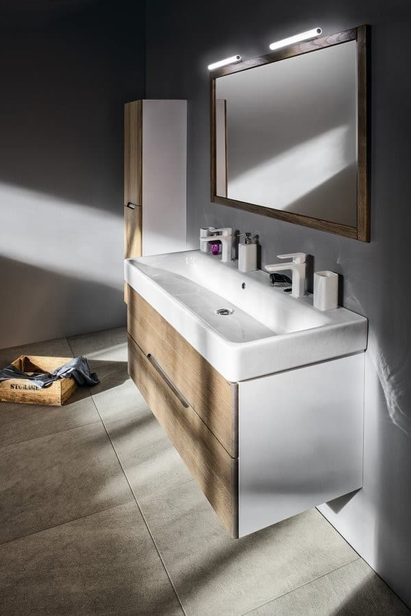 MEDIENA szafka umywalkowa 117x50,5x48,5cm, biały mat/dąb graphite