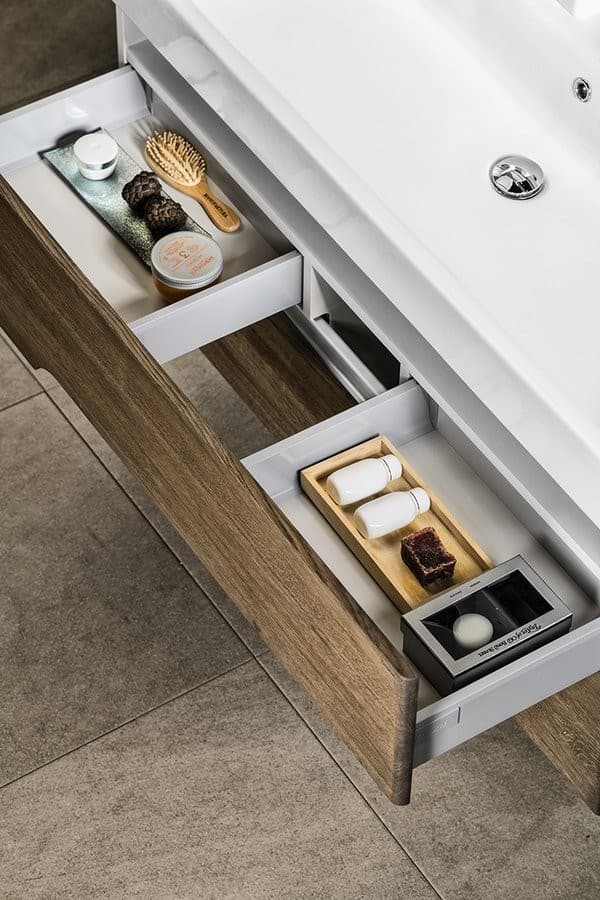 MEDIENA szafka umywalkowa 117x50,5x48,5cm, biały mat/dąb graphite