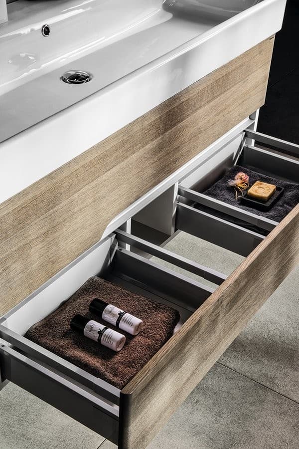 MEDIENA szafka umywalkowa 117x50,5x48,5cm, biały mat/dąb graphite