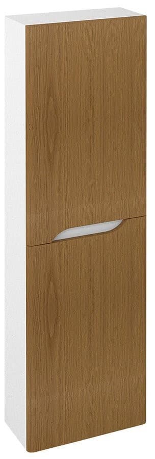 MEDIENA wysoka szafka 40x140cm, 2-drzwiowa, biały mat/dąb natural