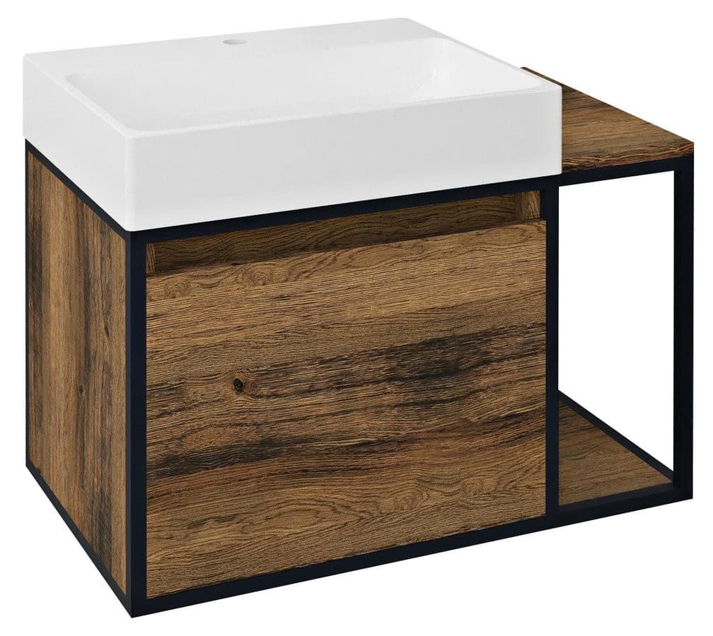 SKARA szafka pod umywalkę 80x49,5x46,5cm czarny mat/dąb Collingwood