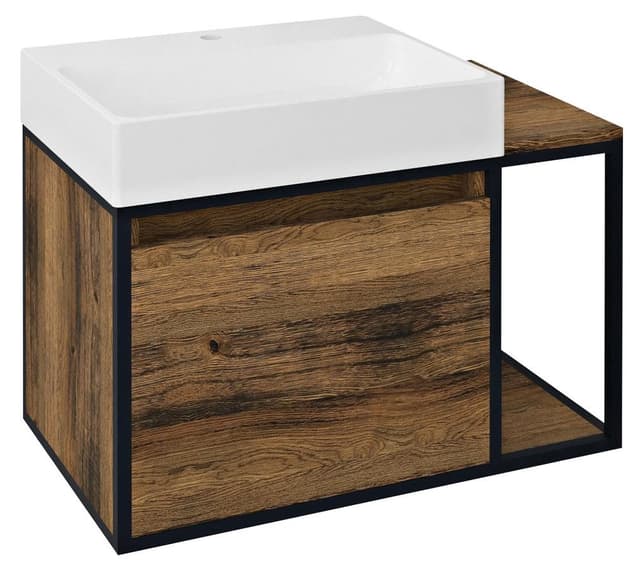 SKARA szafka pod umywalkę 80x49,5x46,5cm czarny mat/dąb Collingwood