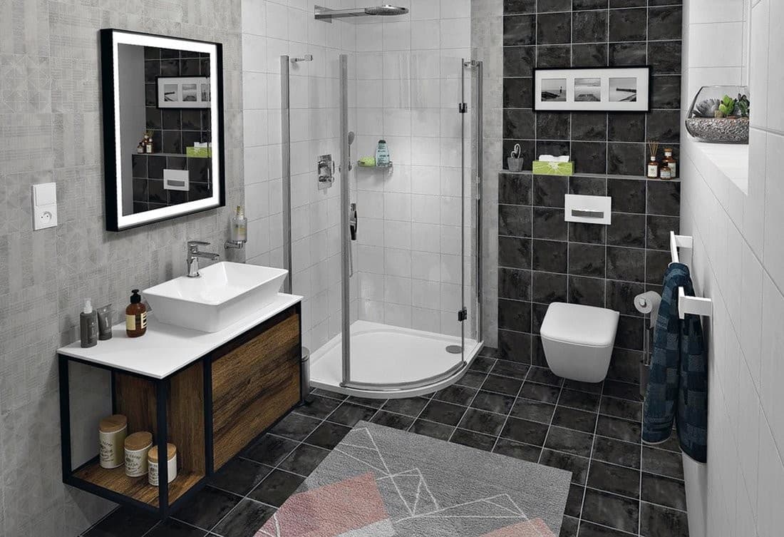 SKARA szafka pod umywalkę 80x49,5x46,5cm czarny mat/dąb Collingwood