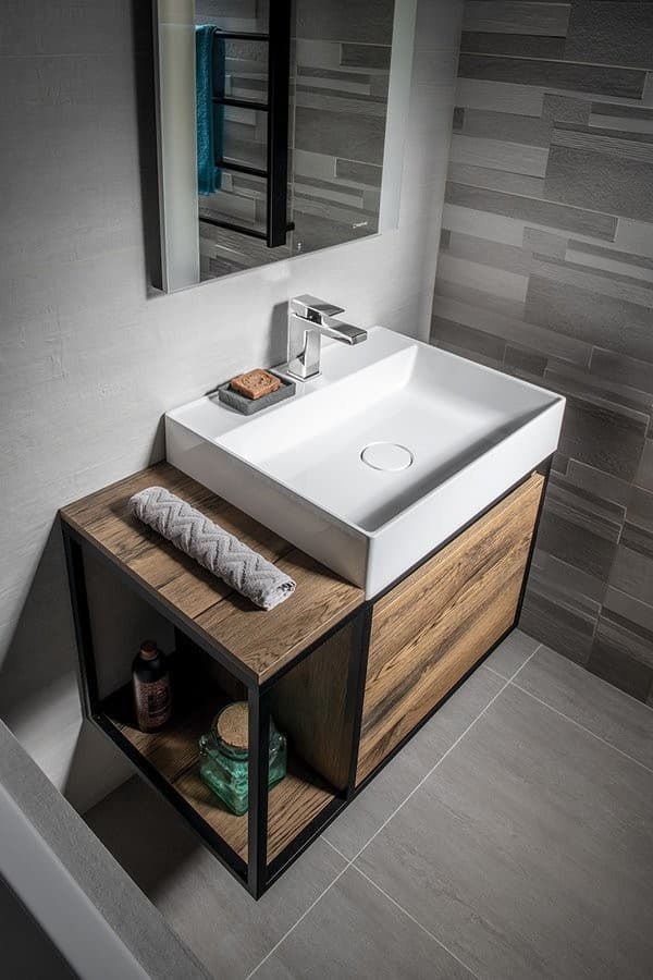 SKARA szafka pod umywalkę 80x49,5x46,5cm czarny mat/dąb Collingwood