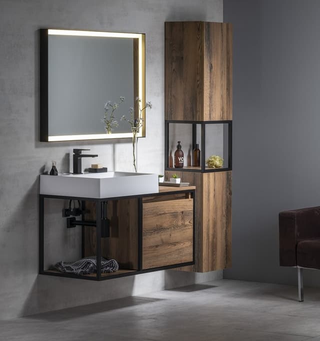 SKARA szafka pod umywalkę 100x49,5cm, czarny mat/dąb Collingwood