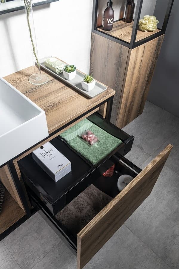 SKARA szafka pod umywalkę 100x49,5cm, czarny mat/dąb Collingwood