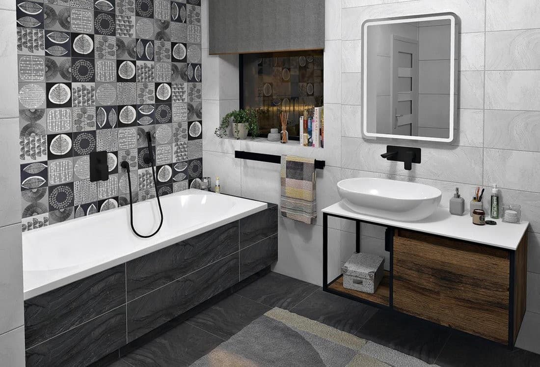 SKARA szafka pod umywalkę 100x49,5cm, czarny mat/dąb Collingwood