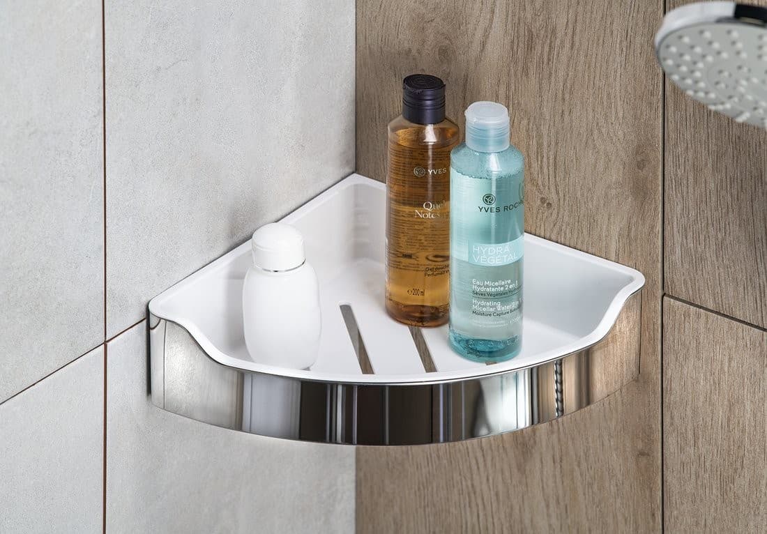 SAMBA półka narożna do kabiny prysznicowej, stal nierdzewna