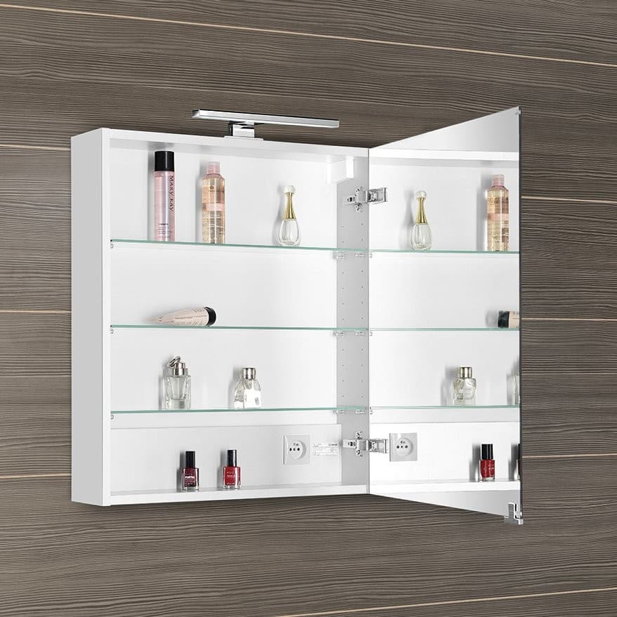 MIRRÓ szafka z lustrem LED 60x70, uniwersalna biała