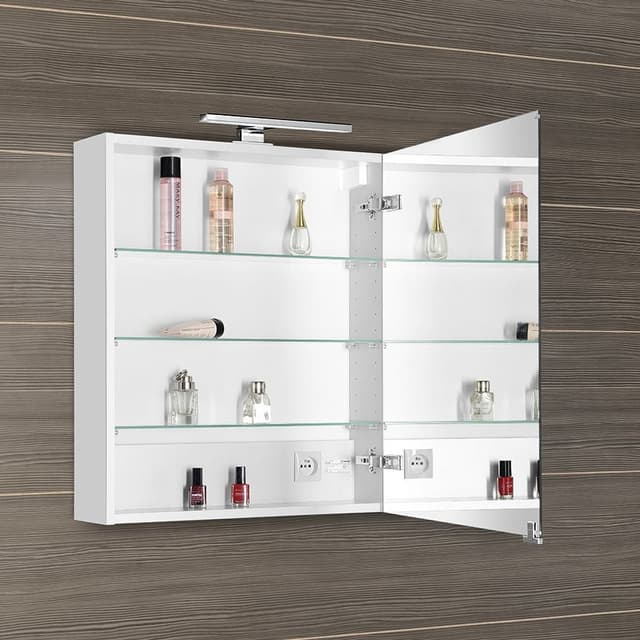 MIRRÓ szafka z lustrem LED 60x70, uniwersalna biała