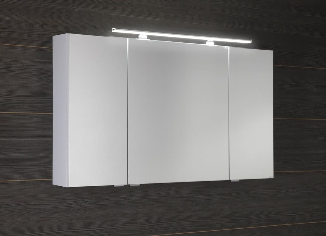 RIWA szafka lustrzana z oświetleniem LED, 3 drzwiczki 121x70cm