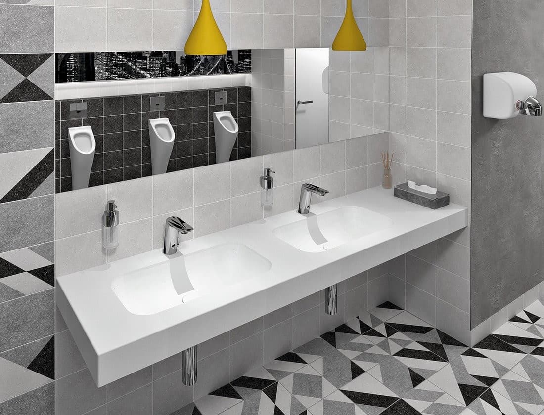 EMICO umywalka podwójna lewa 220x50 cm Rockstone biały mat