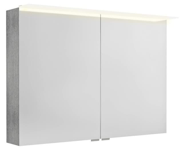 LINEX szafka z lustrem z oświetleniem LED, 100x70x15cm, dąb srebrny