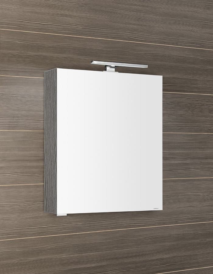 MIRRÓ szafka z lustrem LED 60x70 cm, dąb srebrny