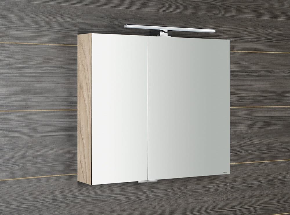 MIRRÓ szafka z lustrem i LED, 80x70x16cm, wiąz Bardini