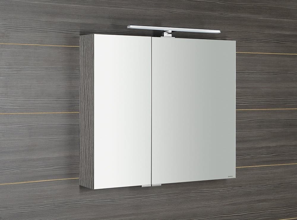 MIRRÓ szafka z lustrem LED 80x70 cm dąb srebrny