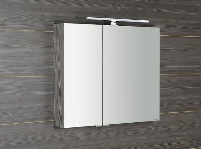 MIRRÓ szafka z lustrem LED 80x70 cm dąb srebrny