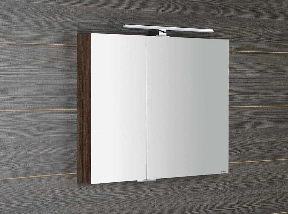 MIRRÓ szafka z lustrem LED, 80x70 cm, sosna rustykalna