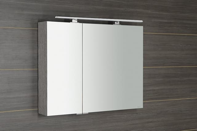 MIRRÓ szafka z lustrem LED 90x70 cm dąb srebrny