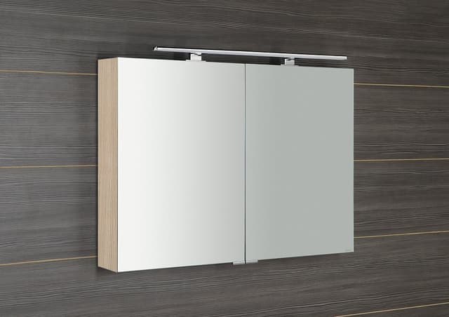 MIRRÓ szafka z lustrem LED, 100x70x16cm, wiąz Bardini