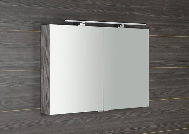 MIRRÓ szafka z lustrem LED 100x70 cm dąb srebrny