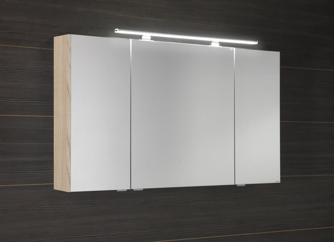 MIRRÓ szafka z lustrem LED, 3 drzwiczki, 120x70x16cm