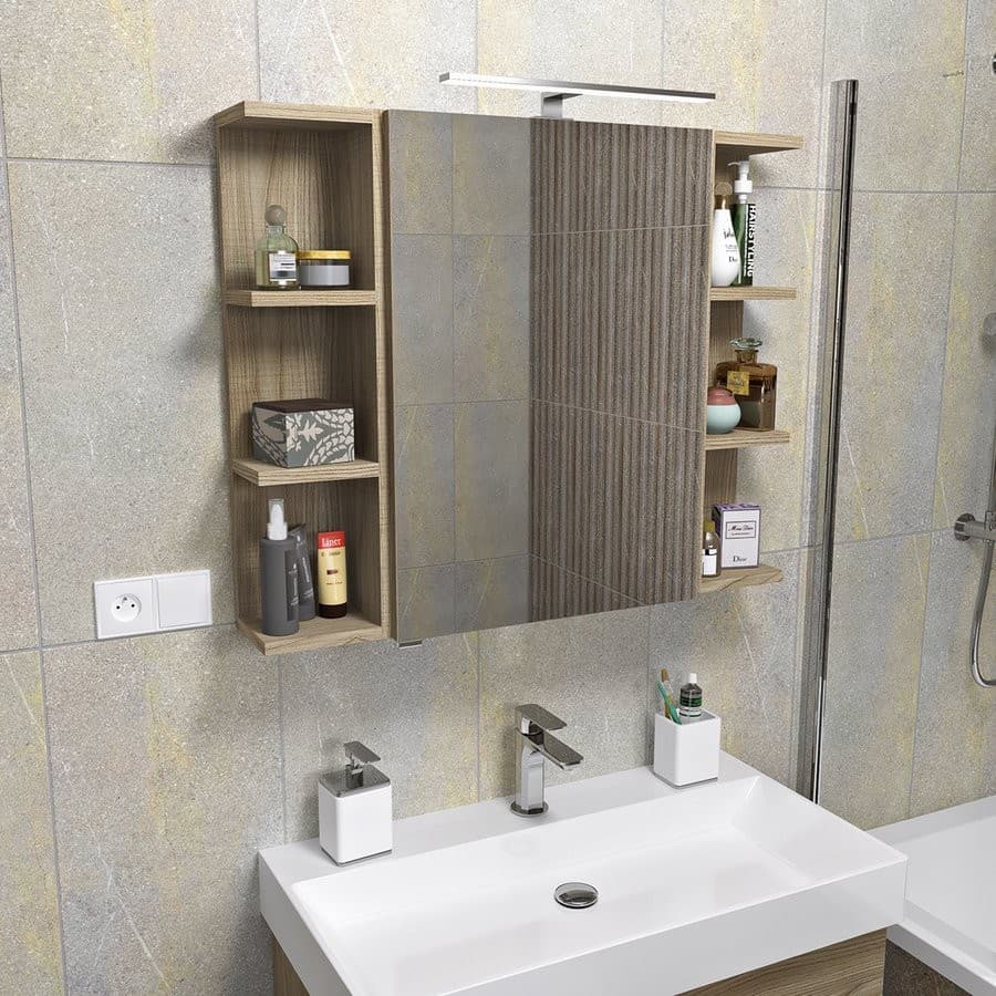 RIWA szafka lustrzana z LED, 60x70x17cm, wiąz Bardini